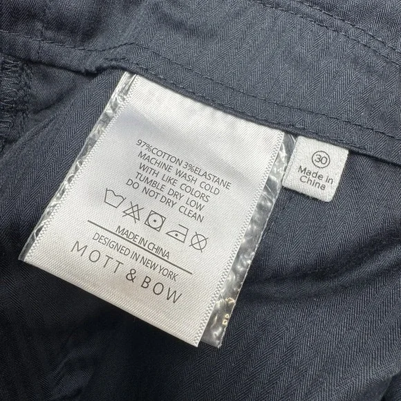 Mott & Bow Mens 30x30 Navy Stretch Chino Pants Slim Fit Cotton Elastane